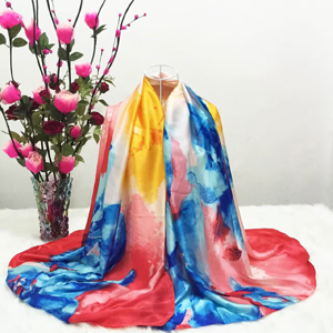 Three color stitching printed silk pattern scarf wholesale