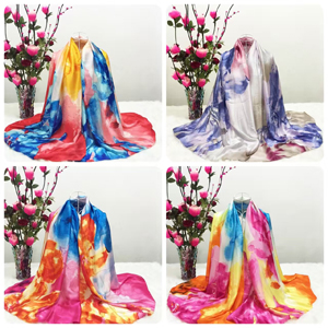 Three color stitching printed silk pattern scarf wholesale