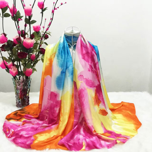 Three color stitching printed silk pattern scarf wholesale