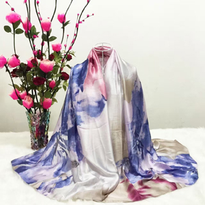 Three color stitching printed silk pattern scarf wholesale