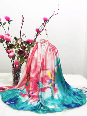 Madam butterfly printing dyeing silk scarves wholesale