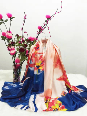 Madam butterfly printing dyeing silk scarves wholesale