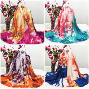 Madam butterfly printing dyeing silk scarves wholesale