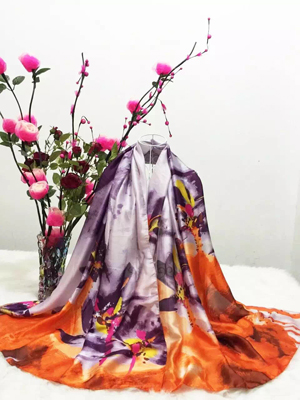 Madam butterfly printing dyeing silk scarves wholesale