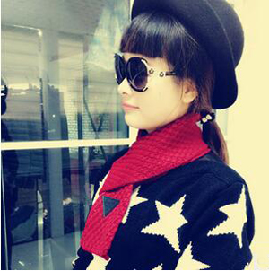 Wool triangle leather label scarves wholesale