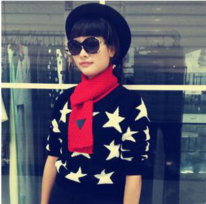 Wool triangle leather label scarves wholesale