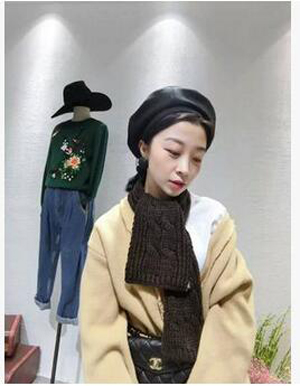 Wool pure color towel woven label scarf wholesale