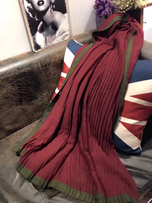 Female pleated color matching silk scarf wholesale