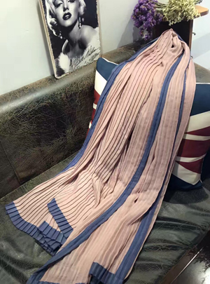 Female pleated color matching silk scarf wholesale