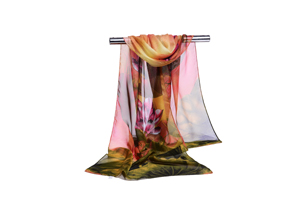 Female chiffon color flower design scarf wholesale