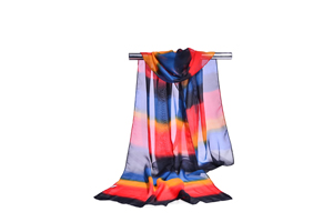 Female chromatic stripe chiffon scarf wholesale