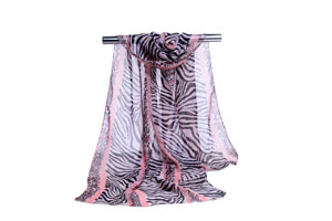 Female zebra chiffon scarf wholesale