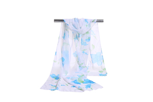 Female white color flowers chiffon scarf wholesale