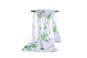Female white color flowers chiffon scarf wholesale
