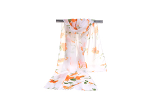 Female white color flowers chiffon scarf wholesale