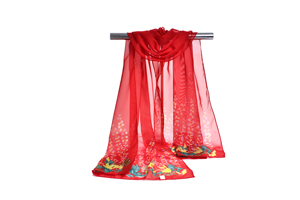 Female green flowers chiffon scarf wholesale