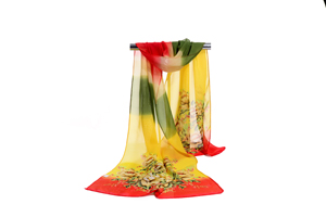 Female color stitching flowers chiffon scarf wholesale