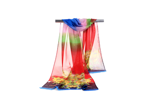 Female color stitching flowers chiffon scarf wholesale