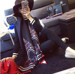 Eiffel tower double-sided printing imitation cashmere scarf wholesale