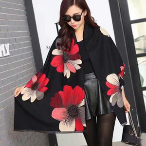 Female sunflower printing warm imitation cashmere scarf wholesale