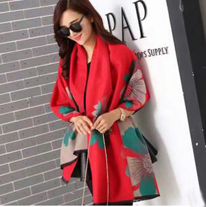 Female sunflower printing warm imitation cashmere scarf wholesale