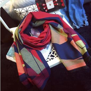Female color geometry imitation cashmere scarf wholesale