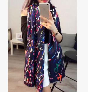 Stripes color planes chaddar flannelette double-sided scarf wholesale