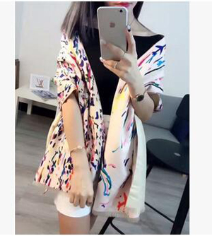 Stripes color planes chaddar flannelette double-sided scarf wholesale