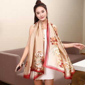 Geranium scarves woman printed silk scarf wholesale