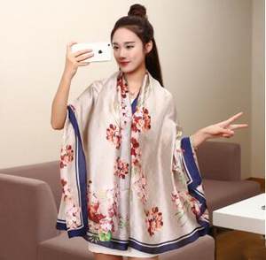 Geranium scarves woman printed silk scarf wholesale