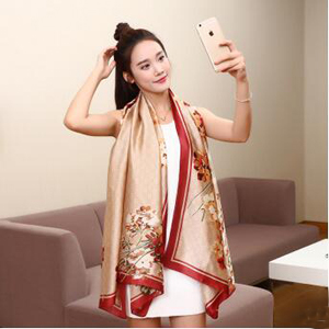 Geranium scarves woman printed silk scarf wholesale