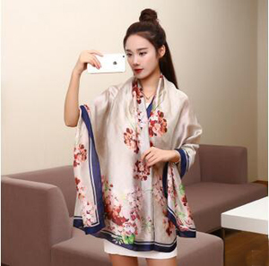 Geranium scarves woman printed silk scarf wholesale