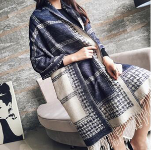 Grid double-sided imitation cashmere female scarf wholesale