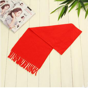 Pure color double face China spring festival gift bright red scarf wholesale