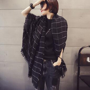 Large lattice fringe imitation cashmere scarf wholesale