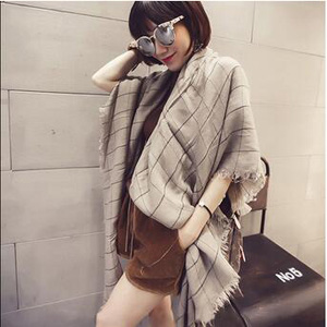 Large lattice fringe imitation cashmere scarf wholesale