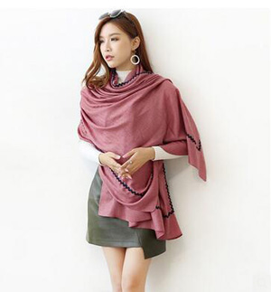 Plain embroidered folk cotton scarf wholesale