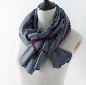 Plain embroidered folk cotton scarf wholesale