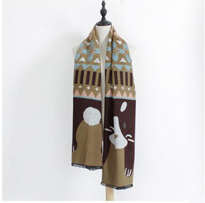 Printed cartoon bear pattern female scarf wholesale