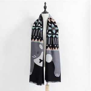 Printed cartoon bear pattern female scarf wholesale