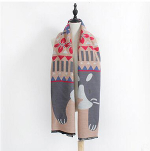 Printed cartoon bear pattern female scarf wholesale