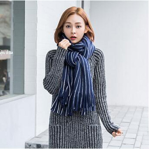 Female knitting yarn tassels stripe scarf wholesale