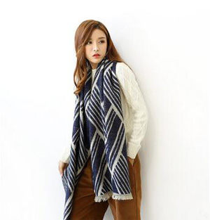 Geometric diamond hair fringed imitation cashmere scarf wholesale