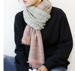 Double color gradient yarn dyed cotton linen scarf wholesale