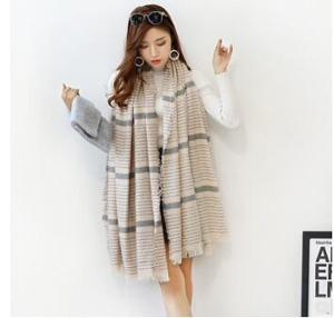 Imitation cashmere striped fringed scarf wholesale