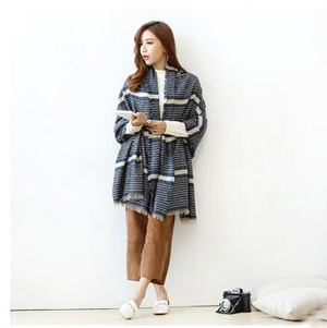 Imitation cashmere striped fringed scarf wholesale