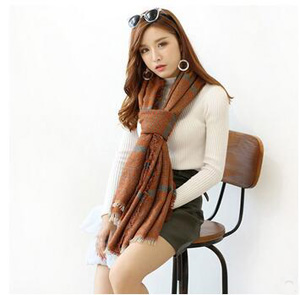 Imitation cashmere striped fringed scarf wholesale