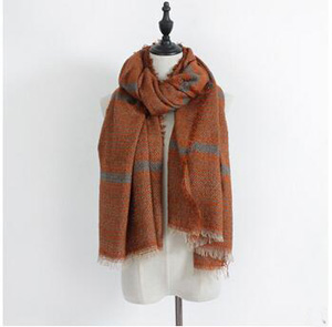 Imitation cashmere striped fringed scarf wholesale