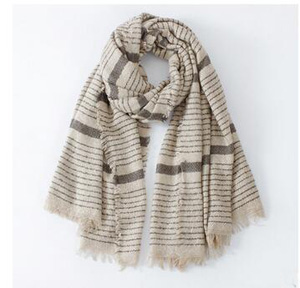 Imitation cashmere striped fringed scarf wholesale