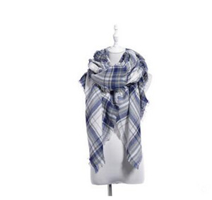 Female blue grid imitation cashmere scarf wholesale